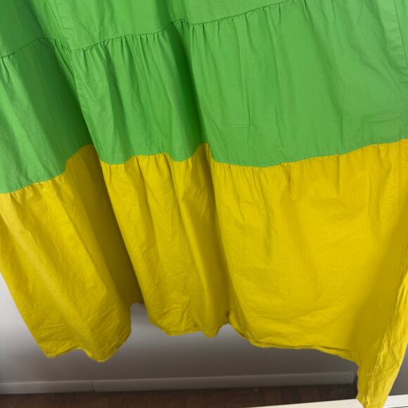 Donna Morgan Womens Colorblock Short Sleeve V-Neck Green/Yellow Maxi Dress US 4 - Picture 6 of 11